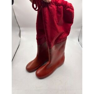 Andrew Geller Red Rubber Boots with Quilted Nylon Shaft Size 6 Made in USA